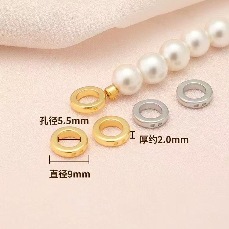 18K包金保色双孔闭口圈藏线圈diy手工手链项链串珠线收尾连接配件