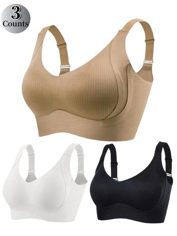 2025 New Cross-Border Dropshipping Women's Solid Color Wireless Bra Breathable and Seamless