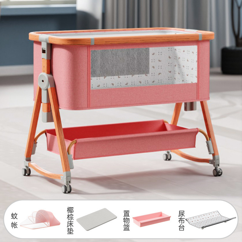 Recién nacido costura gran cama madera grano bebé cuna cama móvil portátil BB cama multifuncional bebé cuna