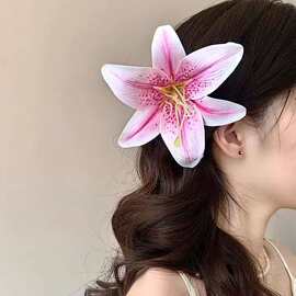 百合花头3D打印仿真花 簪花头饰插花手工diy婚庆家居装饰唯美假花