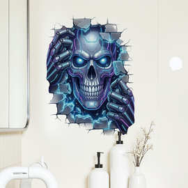 跨境游戏头像墙面装饰贴画浴室玻璃墙贴破墙骷髅可移除墙贴 34312