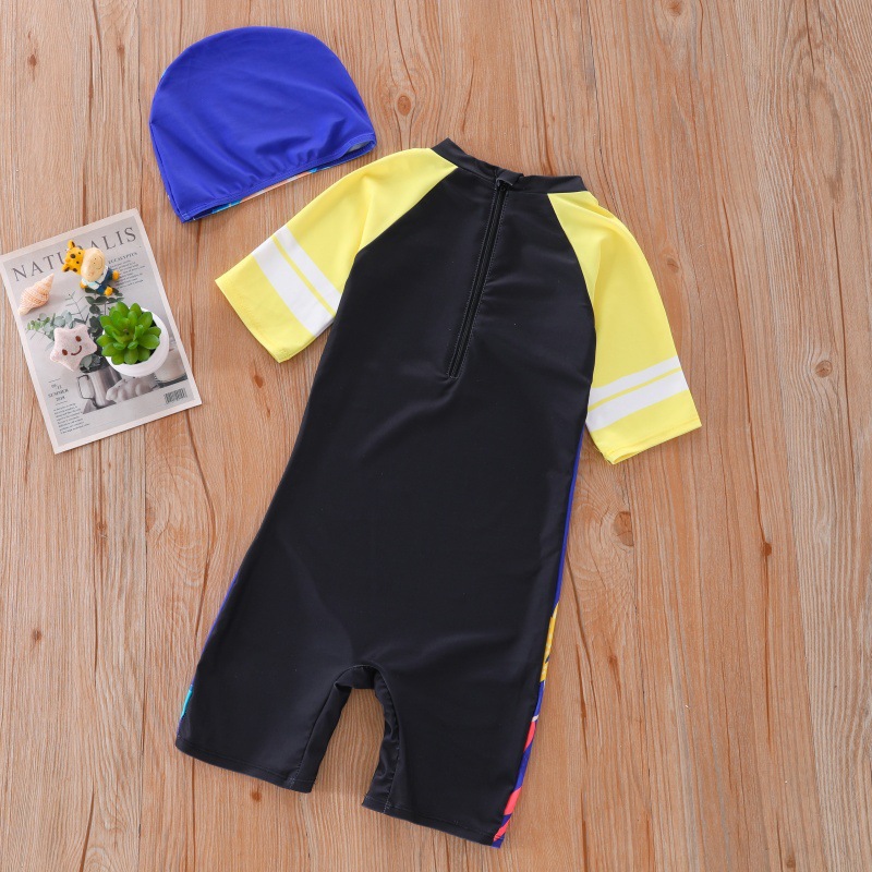 Nuevo traje de baño para niños, traje de baño para niños de una pieza para niños de mediana edad, traje de baño de pingüino pequeño de dibujos animados del tesoro para hombres, protector solar UPF50