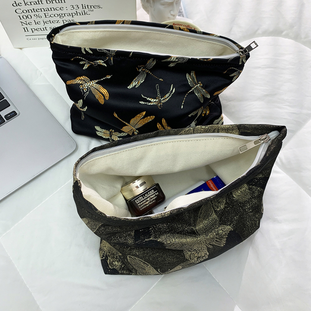 Bolsas de maquillaje de una gran cantidad de oro mariposa bolsa de maquillaje de alta capacidad de productos de cuidado de la piel bolsa de almacenamiento bolsa de mano