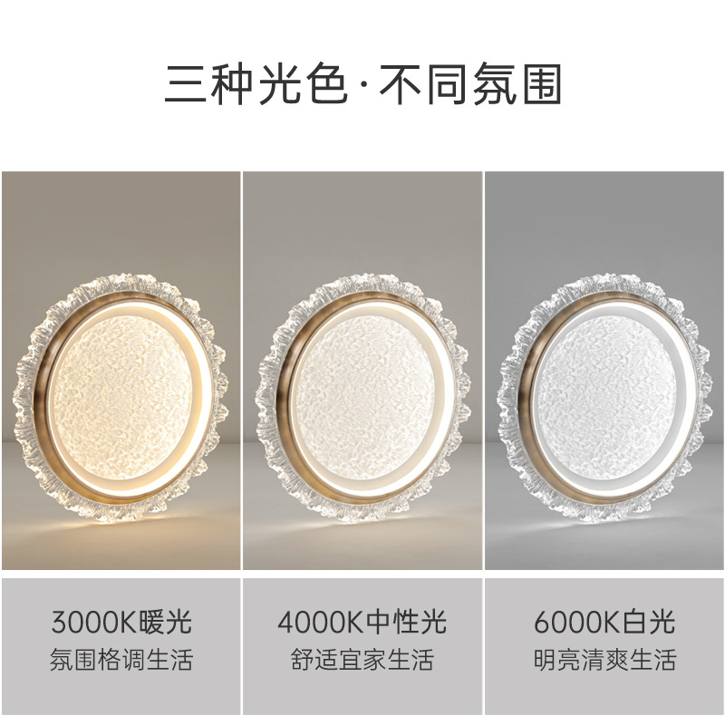 Lámpara de techo de dormitorio de espectro completo, habitación de niños franceses, lámpara de habitación del dormitorio principal, lámpara de estilo crema de estudio simple y ligera