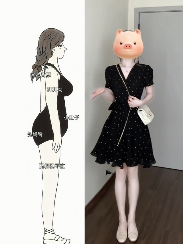 2025法式赫本风黑色v领波点连衣裙女夏季大码胖mm漂亮掐腰a字短裙|undefined