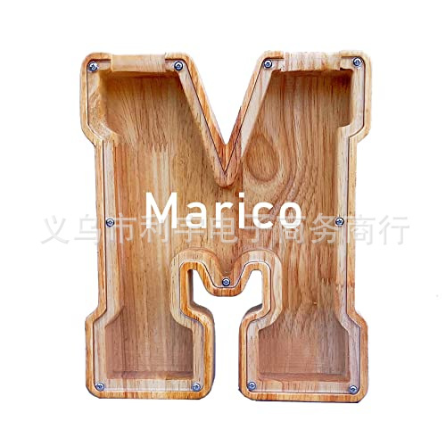 Los fabricantes suministran nuevas huchas de letras inglesas de madera grandes transfronterizas, huchas de vidrio transparente, logotipos imprimibles