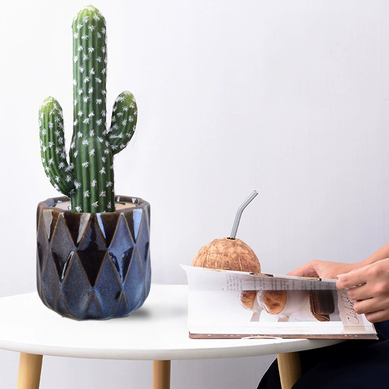 Внешняя торговля Экспорт металлический глазурованный Алмазный Бронзовый керамический цветочный горшок зеленое растение цветочный горшок домашний горшок