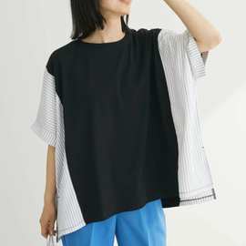 外单韩国日系日本外贸短袖速卖通韩国chic夏季T恤女拼接条纹上衣