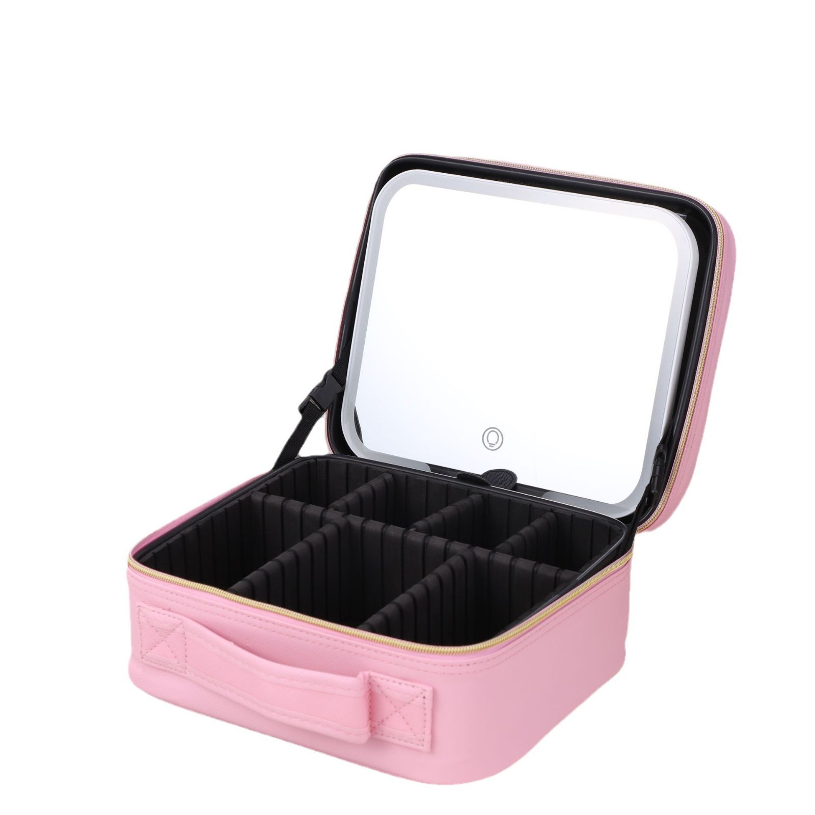 Nuevo tipo con lámpara led espejo de maquillaje bolsa de maquillaje de gran capacidad bolsa de maquillaje de viaje caja de maquillaje portátil
