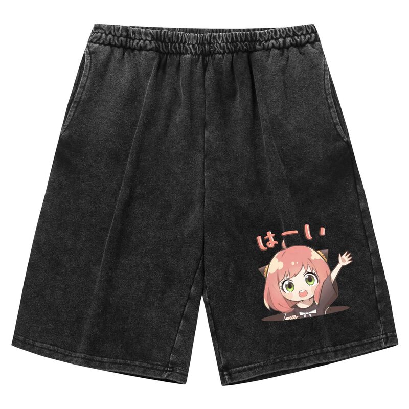 Spy Playhouse Spy X Family Washed Old Vintage Shorts Hot Selling Printed Outdoor Leisure Sports