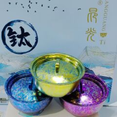 昂光新款纯钛蒸蛋碗加厚盖碗家用饭碗盖碗纯钛炖盅户外野营餐具