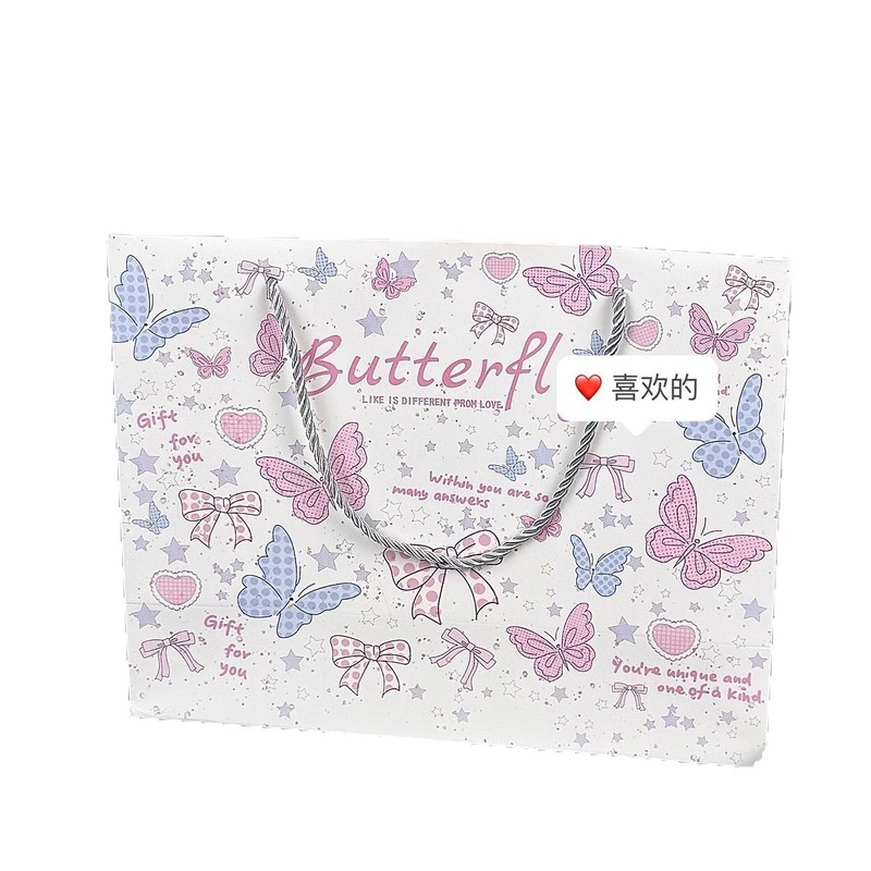 新しいブルーピンク蝶ホワイトカードギフトバッグイン高価値学生ホリデーギフトガールハート絶妙なハードボール紙|undefined