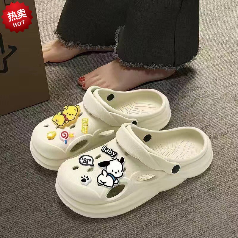 Summer Hot Selling Shoes with Shoes and Shoes for Women's Outdoor Wear New Outdoor Beach Non-slip Thick Bottom Half Sandals