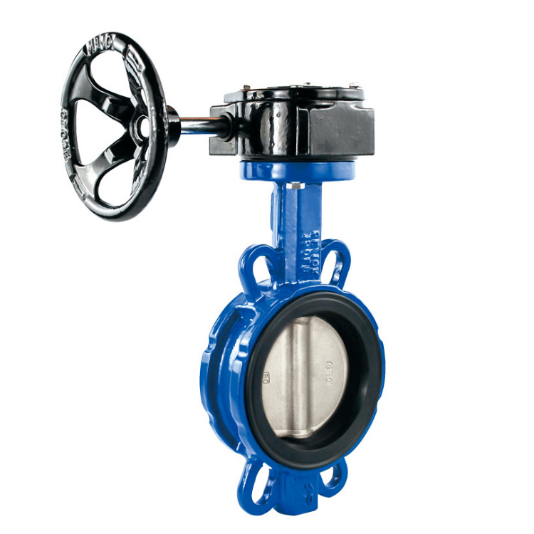 D371X-10Q软密封手动涡轮对夹蝶阀 球墨铸铁带手轮蝶阀DN50-300