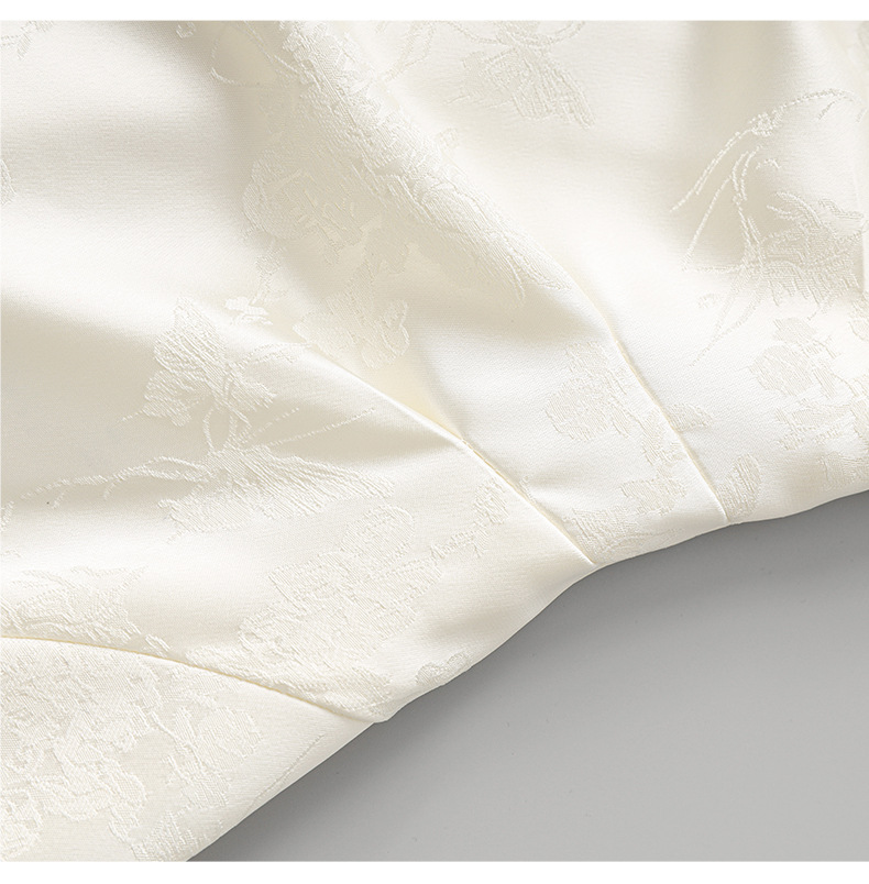 Đầm maxi nữ thắt eo phong cách sườn xám cổ điển, họa tiết phù điêu jacquard phương Đông — Màu xanh lá chi tiết 19