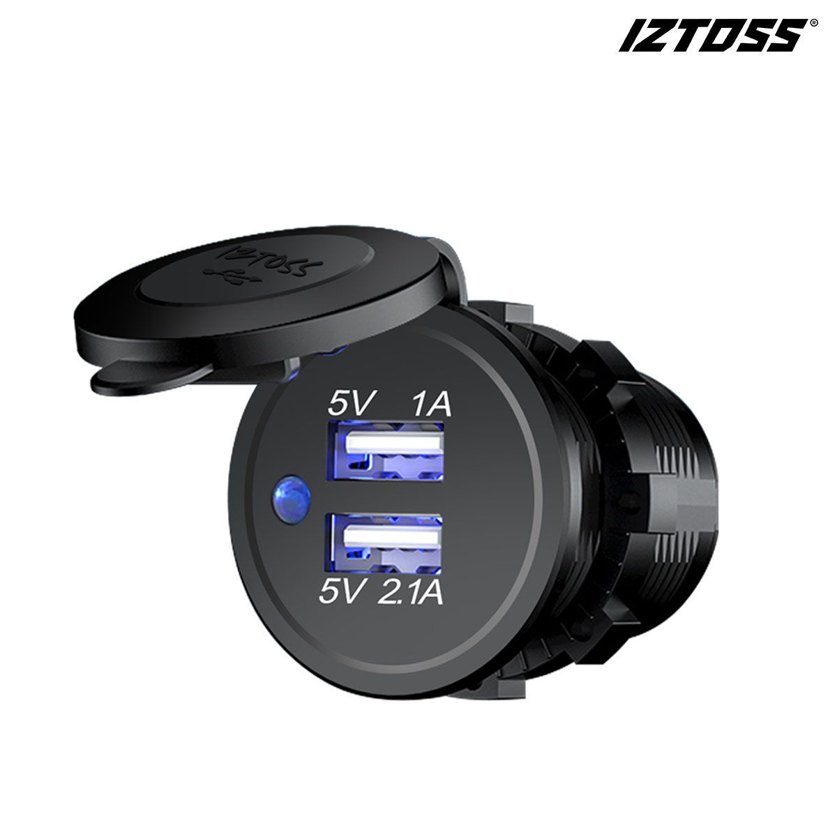 批发汽车摩托车车载充电器带盖手机充电器5V3.1A双USB车充充电器