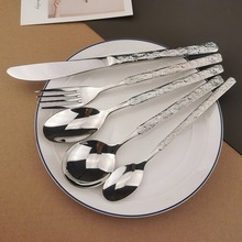 304不锈钢西餐刀叉勺套装牛排刀叉子套装家用餐具圆头更主餐叉子