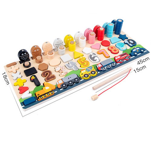 Cross-border wooden multi-functional children's educational toys, toddlers, early education, intellectual development, brain-moving teaching aids, logarithmic board