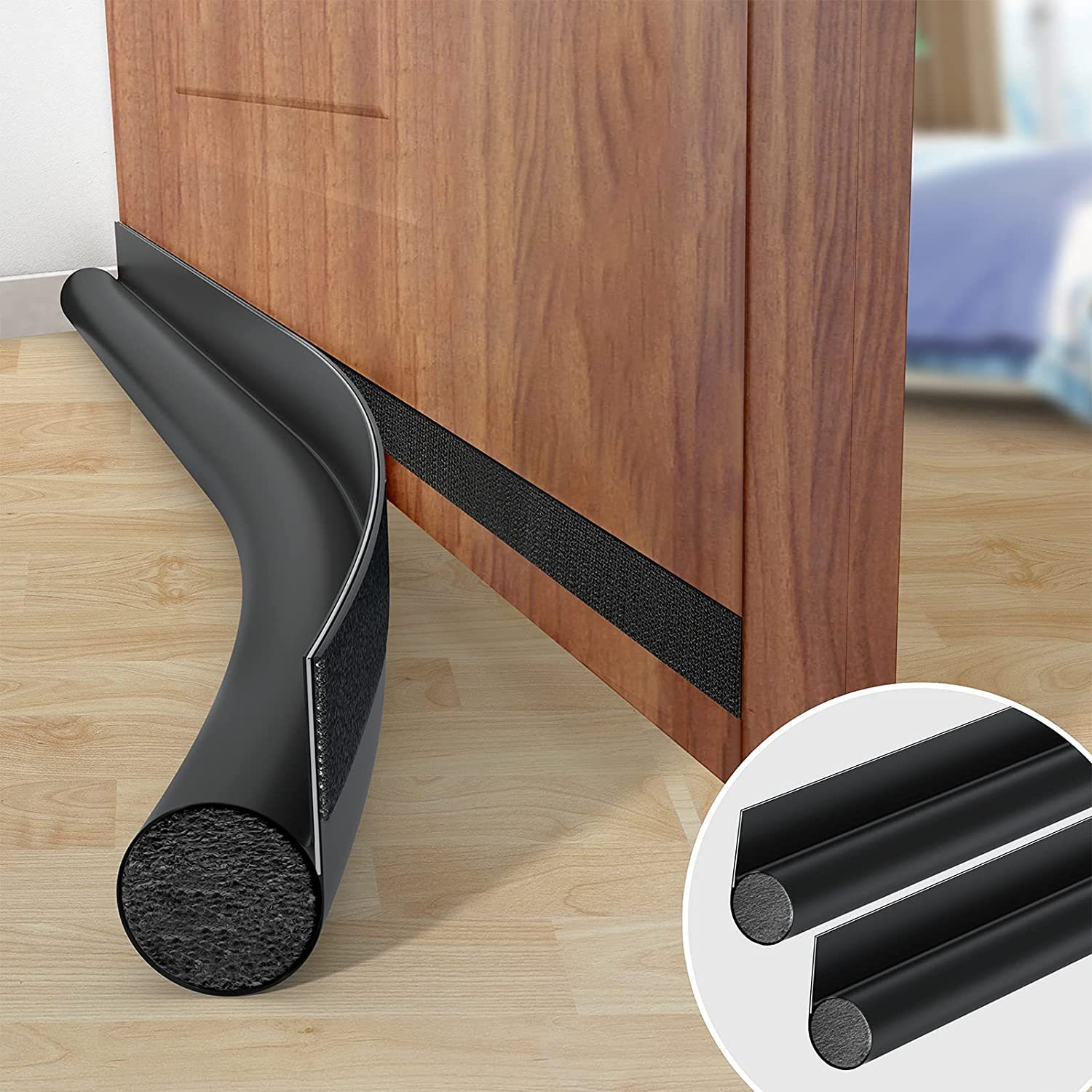 Single-sided door bottom seal strip, wear-resistant leather door gap sticker, soundproofing, windproof and dust-proof insect-proof hook-and-loop self-adhesive strip, door sealing strip