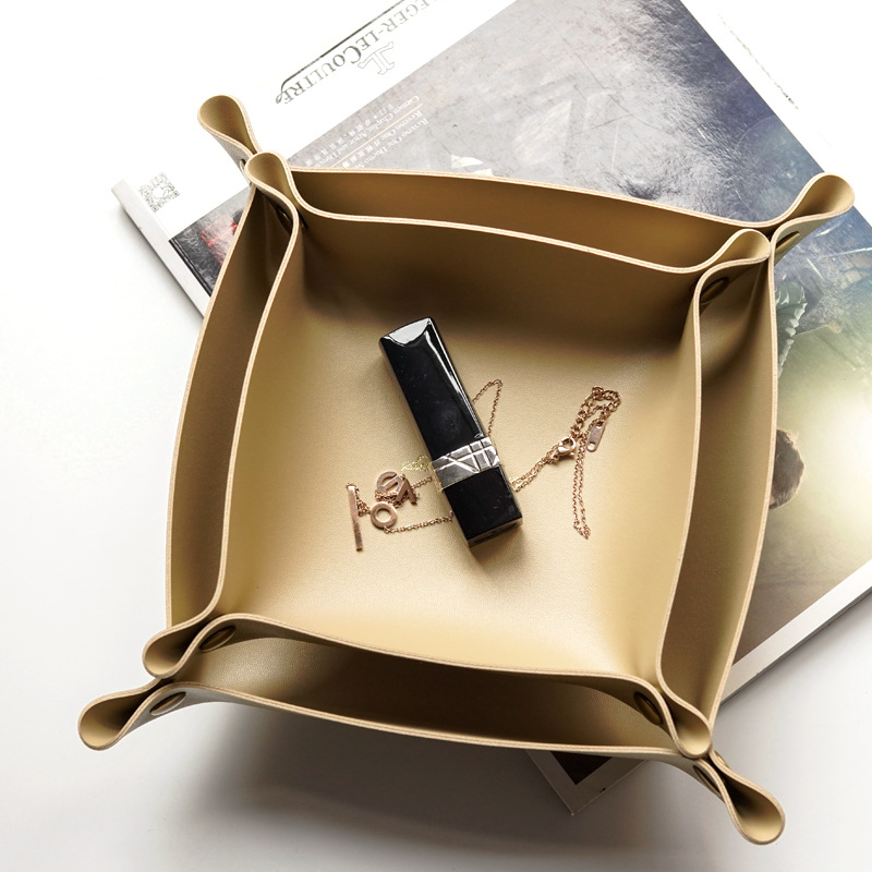 北欧ins革収納ケースデスクトップ収納卓上ヨーロッパスタイル革ジュエリー化粧品キー収納卸