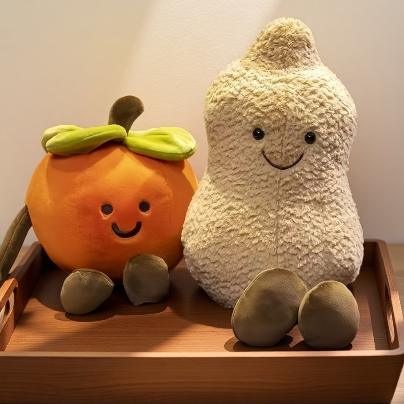 Good Luck Persimmon and Peanut Plush Toy, Peanut Pendant, Good Things Happen Ornament, Hanging Decoration, Pillow, Wedding Favor Gift