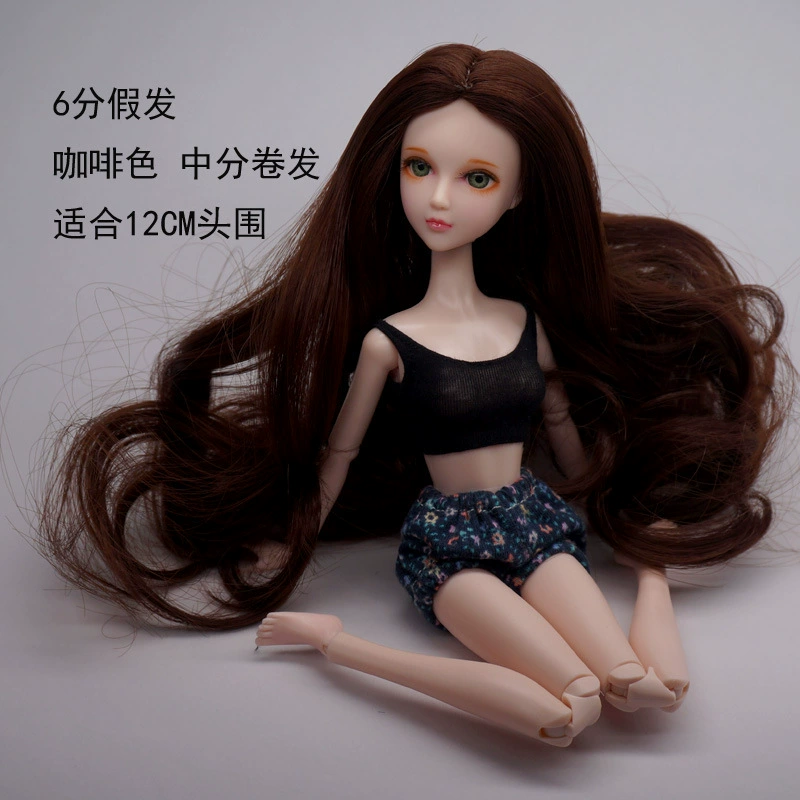 Xinyi кукла 6-точечные парики шесть точек кукла кукла искусственные волосы кудрявые волосы длинные прямые волосы 11–12см окружность головы