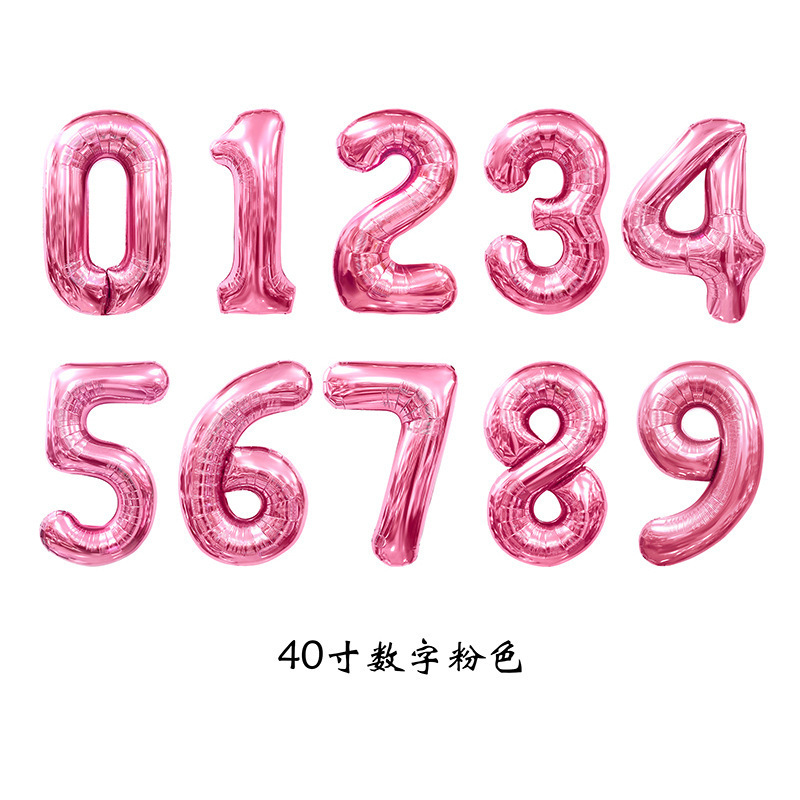 Globo de aluminio digital de 40 pulgadas, globo de aluminio con números grandes, versión delgada de 90 cm, varios colores de globos con números