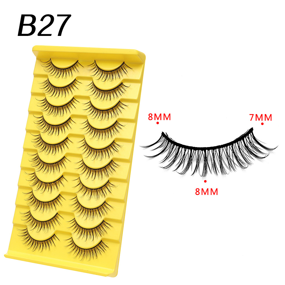 En stock una caja de 10 pares 009 pequeño diablo pestañas falsas natural multi-nivel 3D tridimensional pestañas fábrica al por mayor