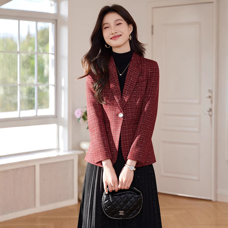 Chanel Style Tweed Suit Jacket Women's Spring and Autumn New High-end Sense Elegant Socialite Style Casual Small Suit Top