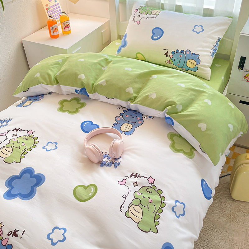 Ropa de cama de dormitorio de estudiantes universitarios de tres piezas de algodón, sábana de algodón, funda de edredón, sábana, cama, traje de cuatro piezas, verano