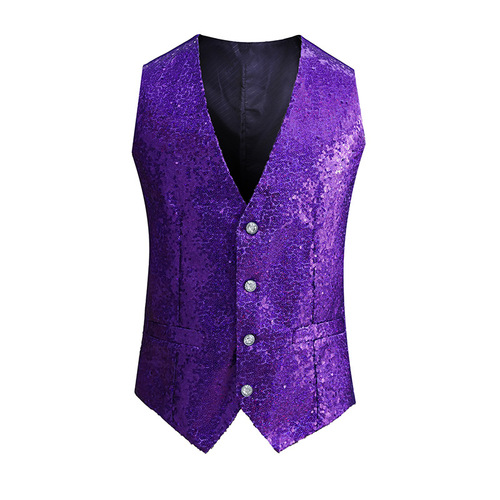 Sparkling sequin vest men's performance costume stage host choir nightclub beaded vest