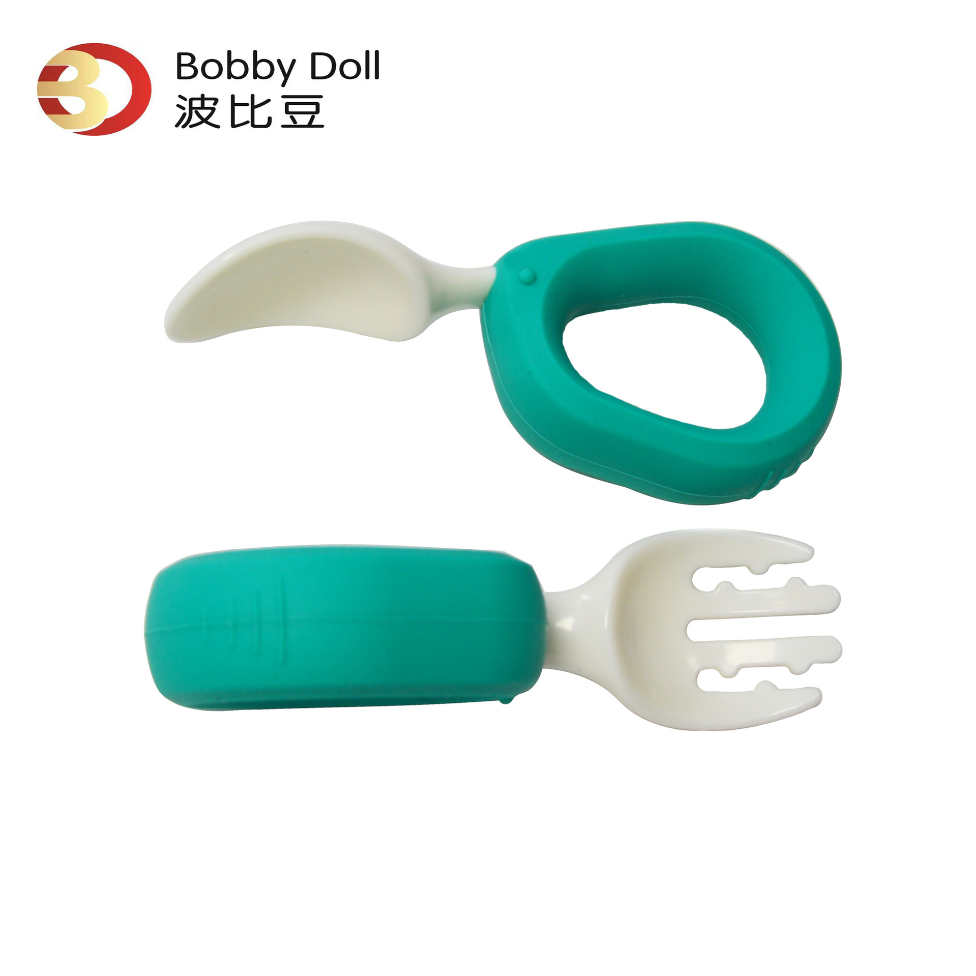 Factory direct baby spoon learning to eat training short handle silicone handle fork spoon baby independent food supplement spoon