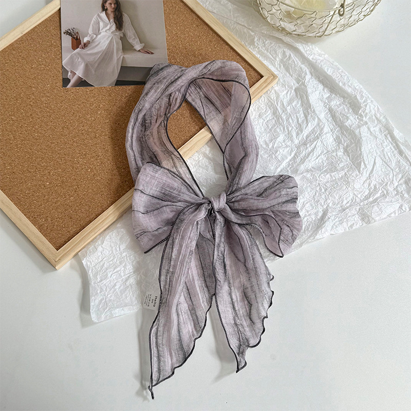Pañuelo de seda de alta calidad nuevo estilo teñido anudado decoración bufanda pequeña bufanda delgada pañuelo en la cabeza cinturón para el cabello con cinta para el cabello cinturón multiusos