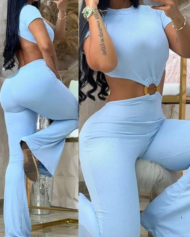 280g Weight Short Sleeve Sleeve Length Full Length Pants Length Polyester Fabric Type High Waist Waist Line Women's Holiday Selfie Bodysuits Casual Simple Style Streetwear Solid Color Full Length Jumpsuits