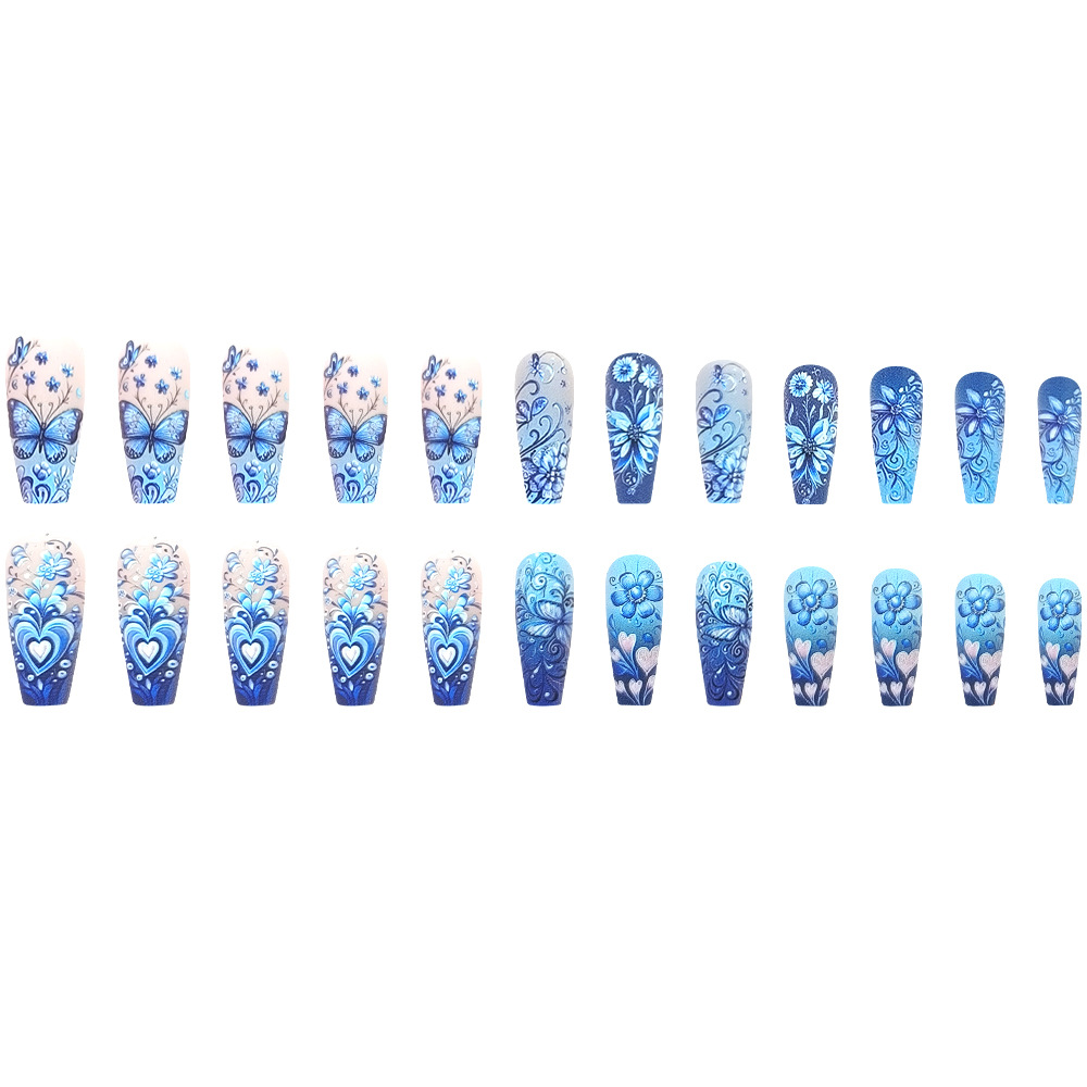 Azul amor manicure francesa esmerilado flor mar de uñas parches al por mayor mariposa de venta en Europa y América desgaste de uñas image 6