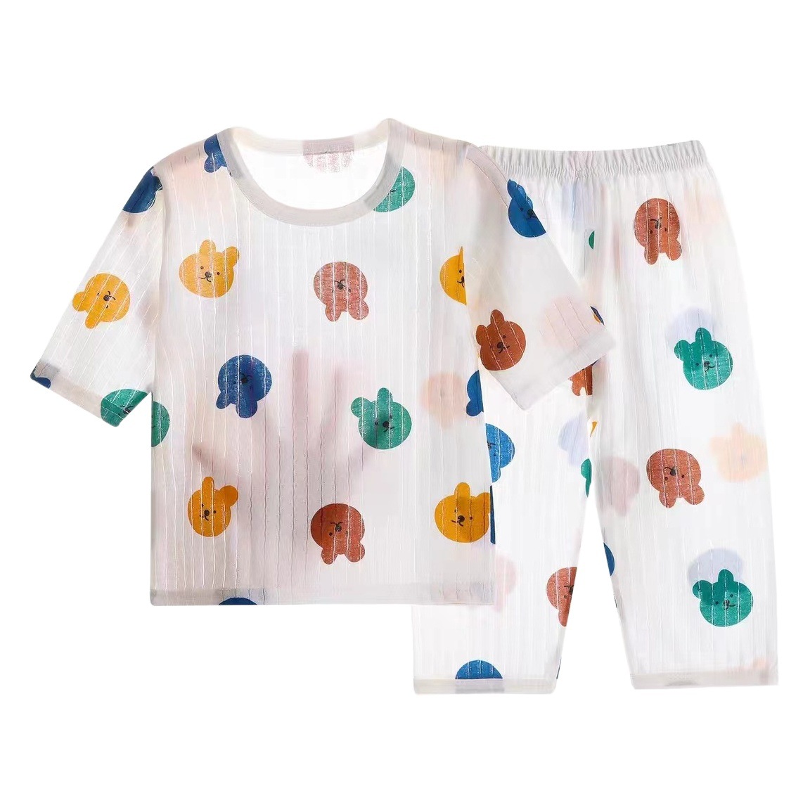 Nuevos niños homewear deshuesado bebé pijamas traje de manga larga de verano de las niñas delgadas ropa de aire acondicionado bebé niños puro algodón