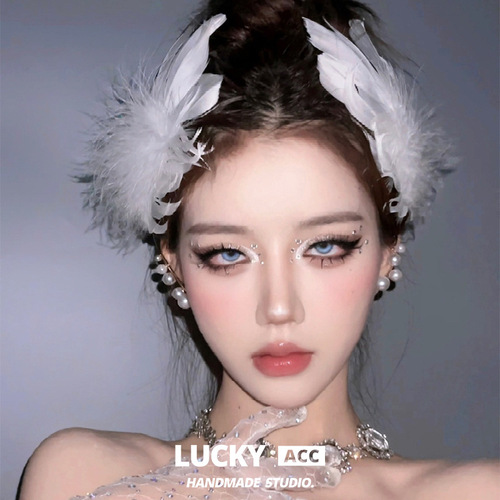 Ballet Style White Swan Feather Hairpin Beautiful Bridal Hair Accessory Internet Celebrity Same Style Ballet Little Swan Stage Performance