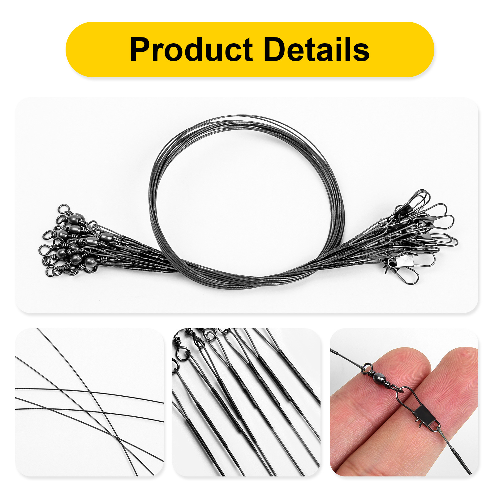 Bite-proof leader wire with loop pin for anti-tangle lures wire 15/20/30cm fishing gear
