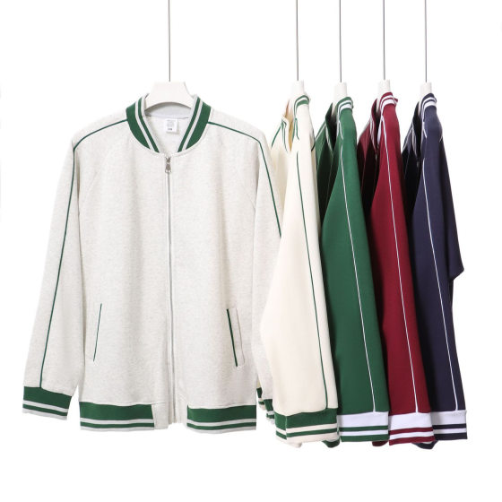 Autumn and winter new 320g composite cotton contrast zipper baseball jacket tide brand American couple cardigan sweater wholesale