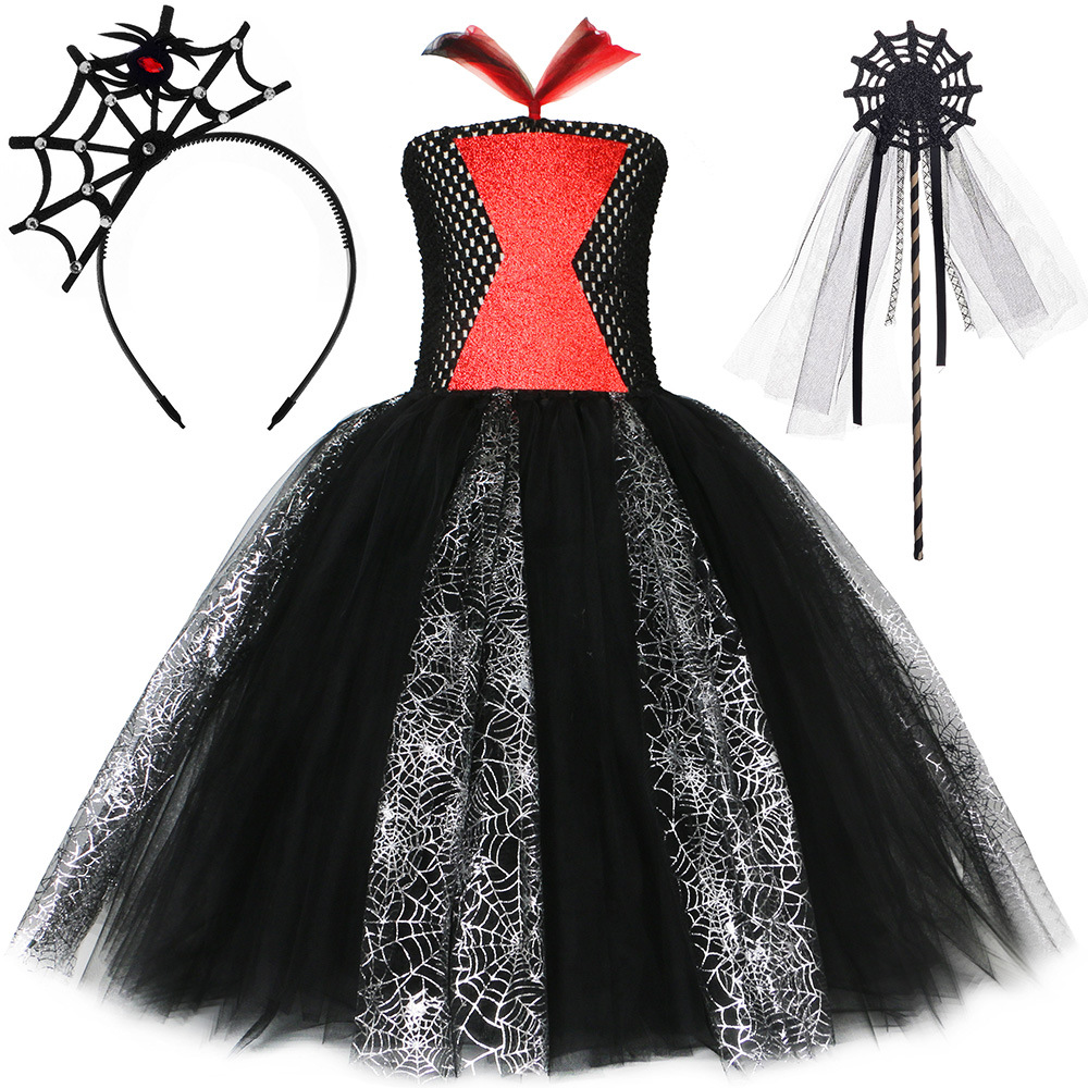 Abbigliamento per neonate costume ragazze ragnatela strega gonna vestito strega vestito gonna in tulle a rete_voghion.com
