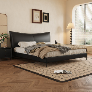 Modern simple real leather bed 1.5 m 1.8 m master bedroom bed light luxury storage wedding bed solid wood soft furniture wholesale