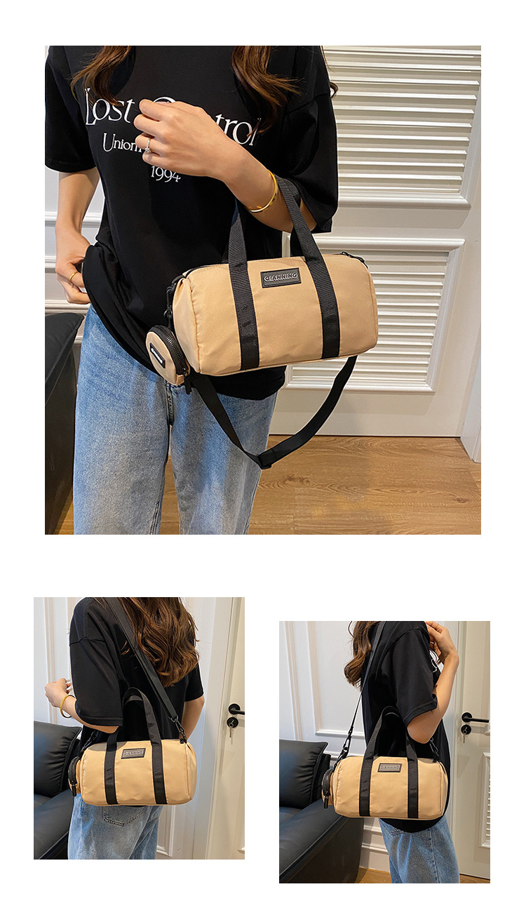 Sports style cylindrical for women 2024 new casual minimalist handbag with high aesthetic value and large capacity_voghion.com