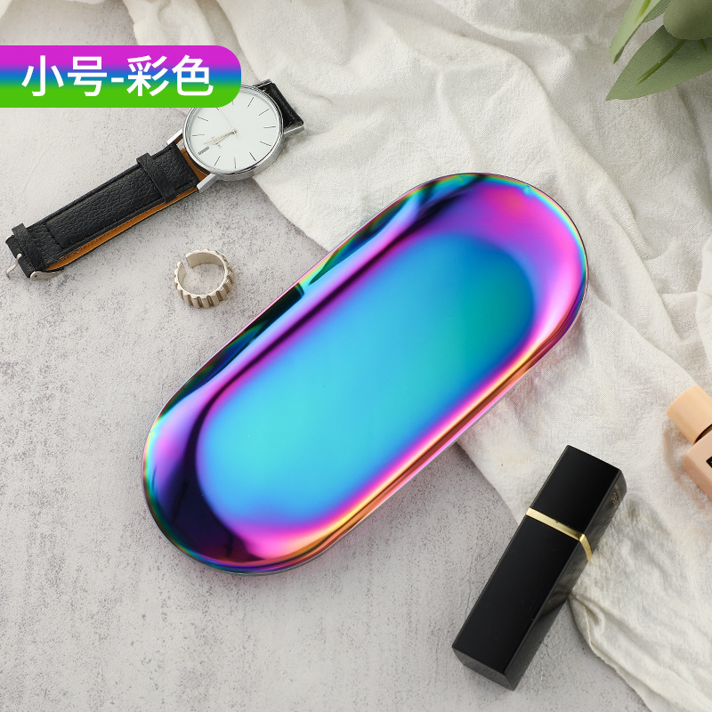メーカーソースins風ステンレス金属トレイ女子化粧品アクセサリー盤家庭用収納皿スポット|undefined