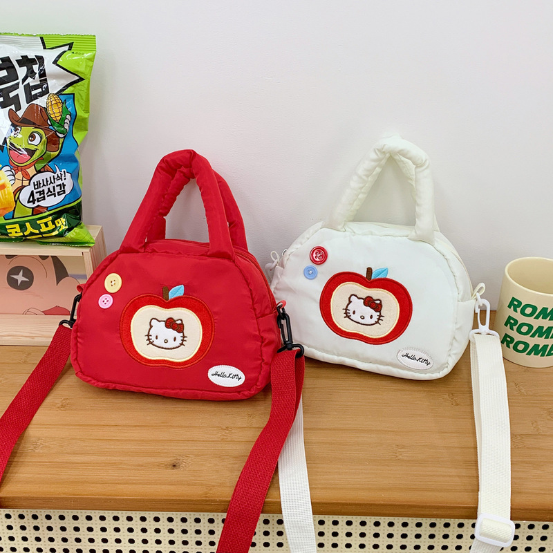 Korean Fashion New Style Women's Handbag Fresh and Sweet Apple Embroidered Cat Bag Portable Casual Shoulder Bag Korean Fashion New Style Women's Handbag Fresh and Sweet Apple Embroidered Cat Bag Portable Casual Shoulder Bag