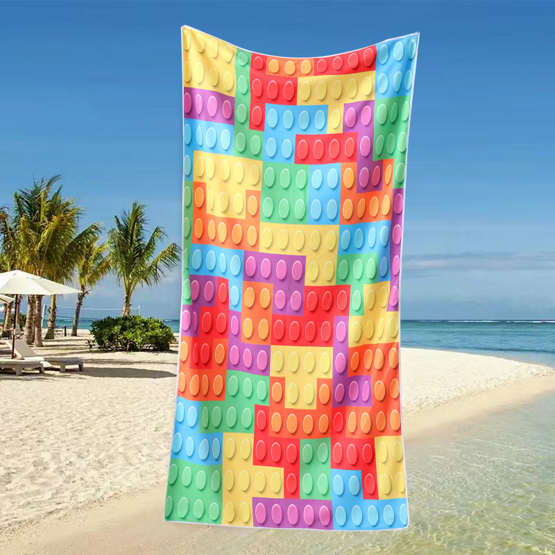 Cross-Border Quick-Drying Beach Towel, Microfiber Double-Sided Velvet, Non-Sand-Absorbing, Swimming, Custom-Made, Quick-Drying, Ultra-Soft