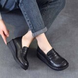 以一 Кожаные универсальные ретро лоферы, воловья кожа, мягкая подошва