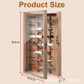 木质刀具收纳盒实木储物盒 透明盖厨师刀展示架 壁挂式刀具收纳架