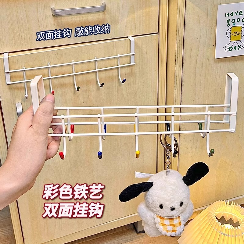 Bedroom Double-Sided Color Hook Dormitory Door Punch-Free Clothes Hanger Bathroom Toilet Towel Rack