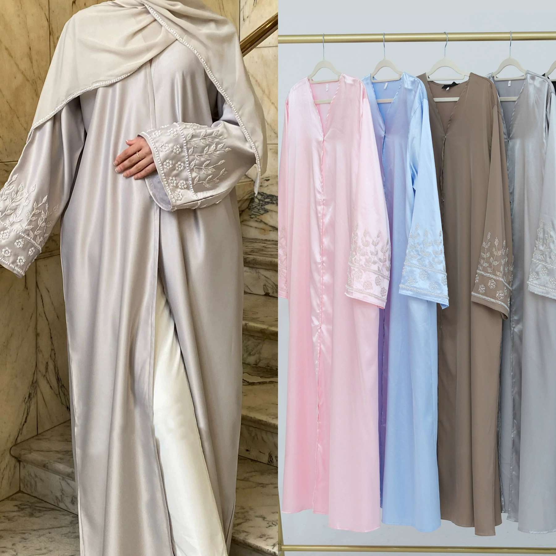 2024LORIYA Aliram Sale Tong Amazon Party daily solid color handmade nail pearl dress robe LR874