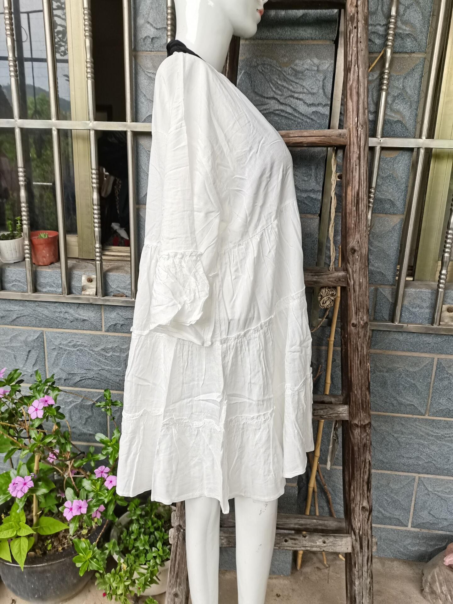 Rayon Layer Cardigan Vacation Casual Bohemian White Beach Dress - Bohemian White Beach Dress - Uniqistic.com